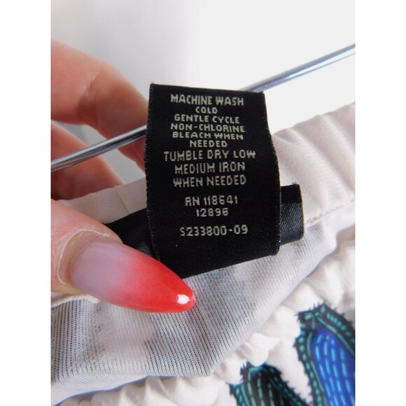 Lane Bryant Skirt Womens Plus 20 White Teal Handkerchief Hem Boho Geometric - Picture 10 of 10